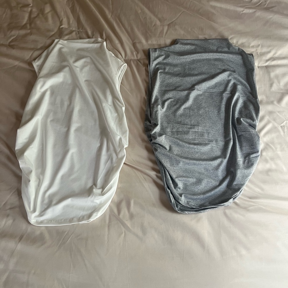 White and Gray Sleeveless Tops